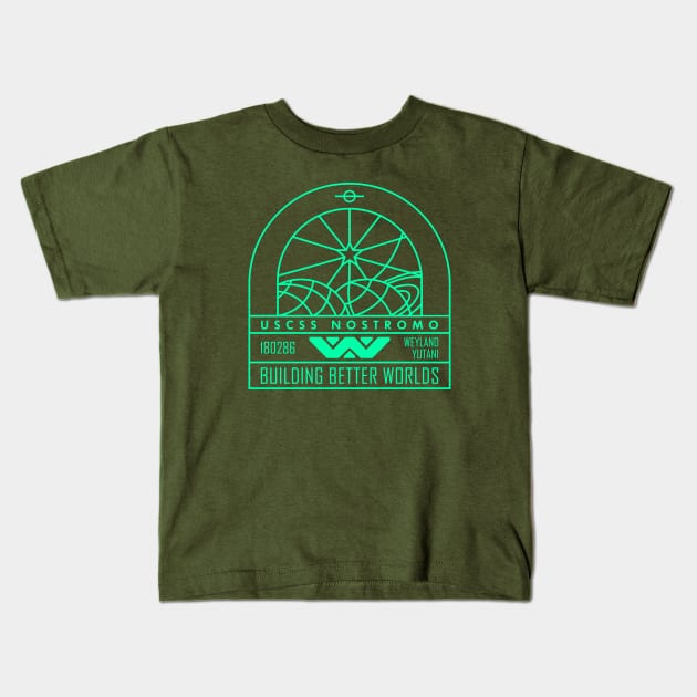 Nostromo Weyland Yutani Ship v02 Kids T-Shirt by BadBox